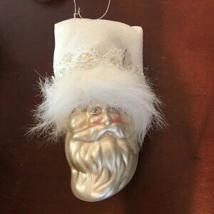Dillards Santa Head Xmas Glass Ornament Set Of 4